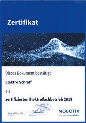 Zertifizierter MOBOTIX-Elektrofachbetrieb 2018