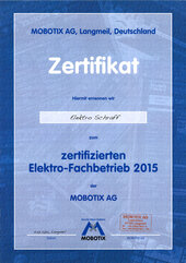Zertifizierter MOBOTIX-Elektrofachbetrieb 2015