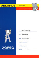 Rainer Schraff, AGFEO Silber Zertifikat